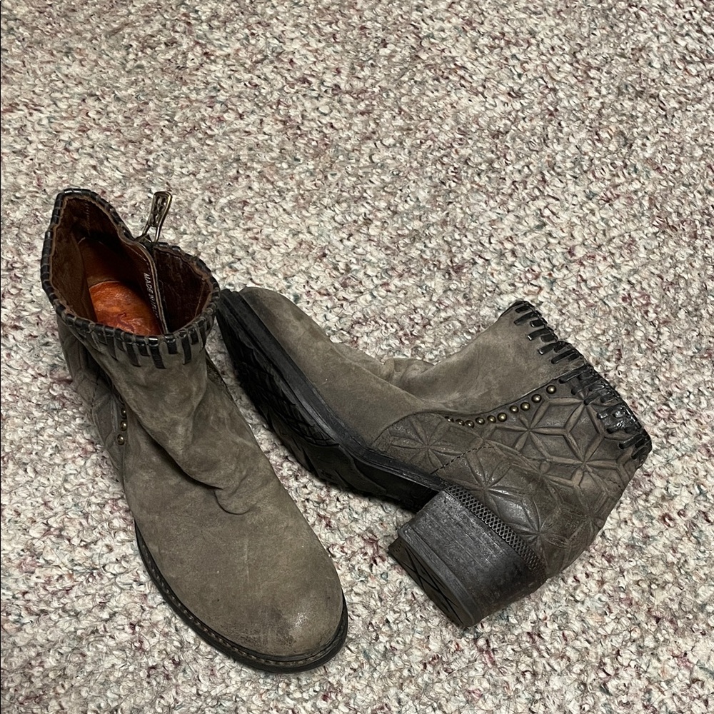A.S 98 studded brown patterned leather Ankle Boots- like new
